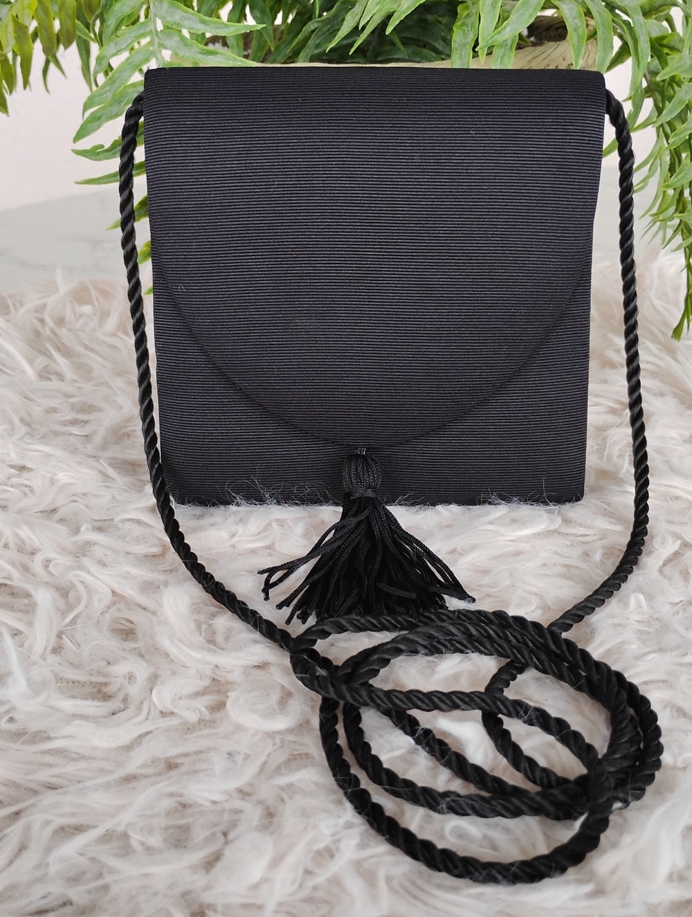 Magie Noire Lancome Elegant Black Evening Crossbody Bag with Tassel